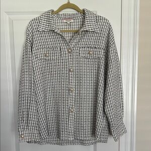 Black and White Plaid Button-Up Shacket